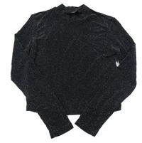 Černo-stříbrné třpytivé crop triko New Look