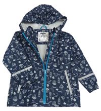 Tmavomodrá vodeodolná jarná bunda s loďkami a kapucňou Lupilu