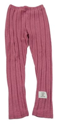 Ružové rebrované úpletové legíny