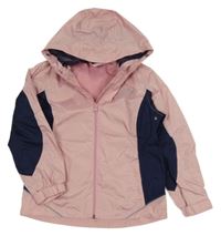 Svetloružová -tmavomodrá šušťáková jarná funkčná bunda s kapucňou Crane