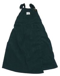 Tmavozelené rebrované zamatové šaty