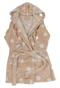 Světlerůžovo-bílý puntíkatý plyšový župan s kapucí George