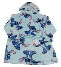 Nové - Světlemodrá plyšová oversize mikina se Stitchem a kapucí Primark