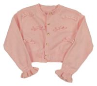 Ružový prepínaci crop sveter s 3D mašľami