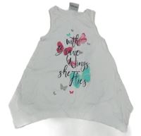 Bílá tunika s nápisem a motýlky Topolino