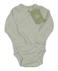 Nové - Bielo-zelené pruhované zavinovací body H&M