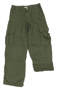 Khaki plátěné podšité cargo kalhoty H&M