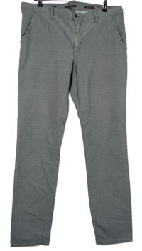 Pánské šedé vzorované plátěné chino kalhoty Alberto vel. 38/34