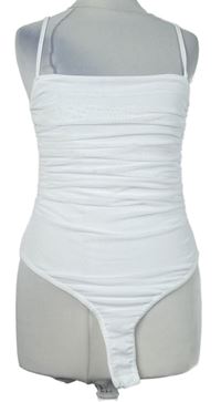 Dámske biele tylové řasené body PrettyLittle Thing