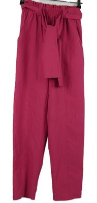 Dámske fuchsiové voľné é nohavice s opaskom St. Michael