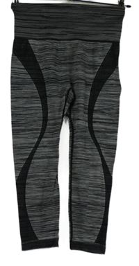 Dámské šedo-černé melírované sportovní capri legíny 