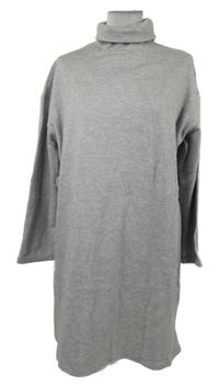 Dámské šedé žebrované úpletové šaty s rolákem New Look 