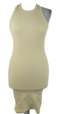 Dámske béžové rebrované elastické šaty FB Sister