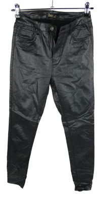 Dámské černé třpytivé skinny kalhoty Toxik73