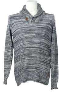 Pánsky sivý melírovaný sveter so stojačikom Solid