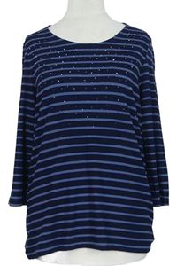 Dámske modro-tmavomodré pruhované tričko s cvokmi  Bonita