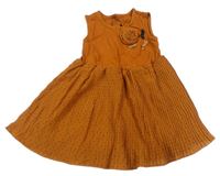 Hrdzavé bavlněno/plisované šaty s kvietkom
