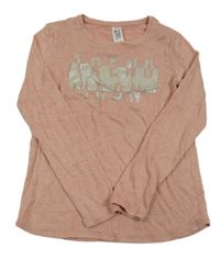 Svetloružové úpletové tričko s potlačou C&A