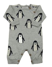 Sivý pletený overal s tučňáky F&F