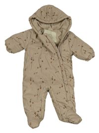 Béžová manšestrová zateplená kombinéza se žaludy a kapucí Next