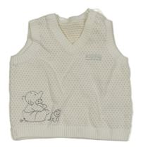Biela bodkovaná á svetrová vesta so slonom Mothercare