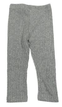 Světlešedé úpletové žebrované legíny Shein