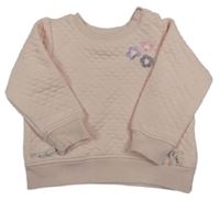 Svetloružová prešívaná mikina s kvietkami Dopodopo