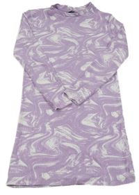 Fialovo-biele rebrované bavlnené šaty George