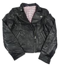 Černá koženková crop bunda 