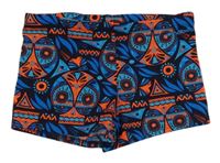 Tmavomodro-oranžové vzorované nohavičkové plavky Nabaiji