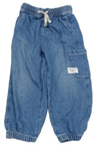 Modré teplákové riflové cuff kalhoty s nášivkou M&S