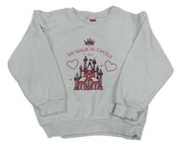 Biele zamatová mikina so zámkem a srdiečkom