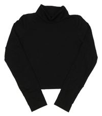 Čierne crop tričko s rolákom H&M