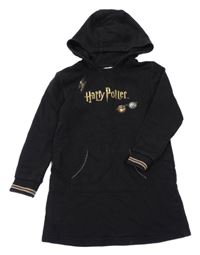 Černé teplákové šaty Harry potter s kapucí 