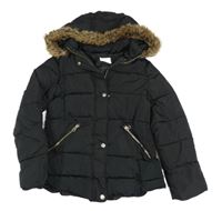 Černá šusťáková zimní bunda s kapucí Zara
