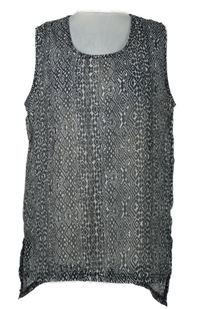 Dámska čierno-biela vzorovaná šifónová blúzka Janina