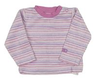 Bielo-ružovo-fialové pruhované zamatové tričko