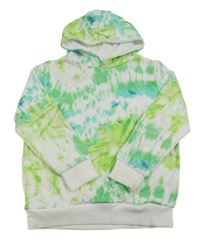 Bílo-zeleno-modrá batikovaná mikina s kapucí Dunnes