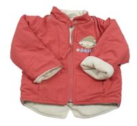 Jahodová šušťáková zateplená bunda s dievčatkom