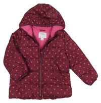 Vínová bodkovaná á šušťáková zateplená bunda s kapucňou Old Navy