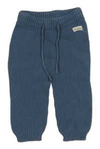 Modrošedé pletené tepláky 