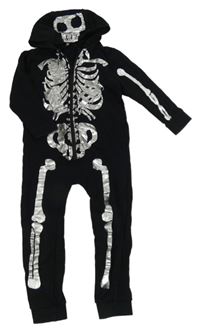 Černá tepláková kombinéza s kostlivcem a kapucí George 