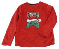 Červená chlpatá pyžamová mikina s Grinchem Primark