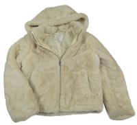 Světlebéžová kožešinová podšitá bunda s kapucí PRIMARK