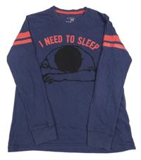 Tmavomodré pyžamové tričko s nápisom Redtag