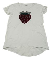 Bílé tričko s překlápěcími flitry Yigga