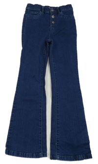 Tmavomodré flare high waist rifle Page One Young