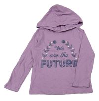 Fialové tričko s nápismi a kvietkami a kapucňou carter's