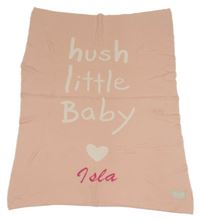 Světlerůžová pletená deka s nápisem