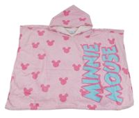 Svetloružové osuškové froté pončo s Minnie a kapucňou Matalan